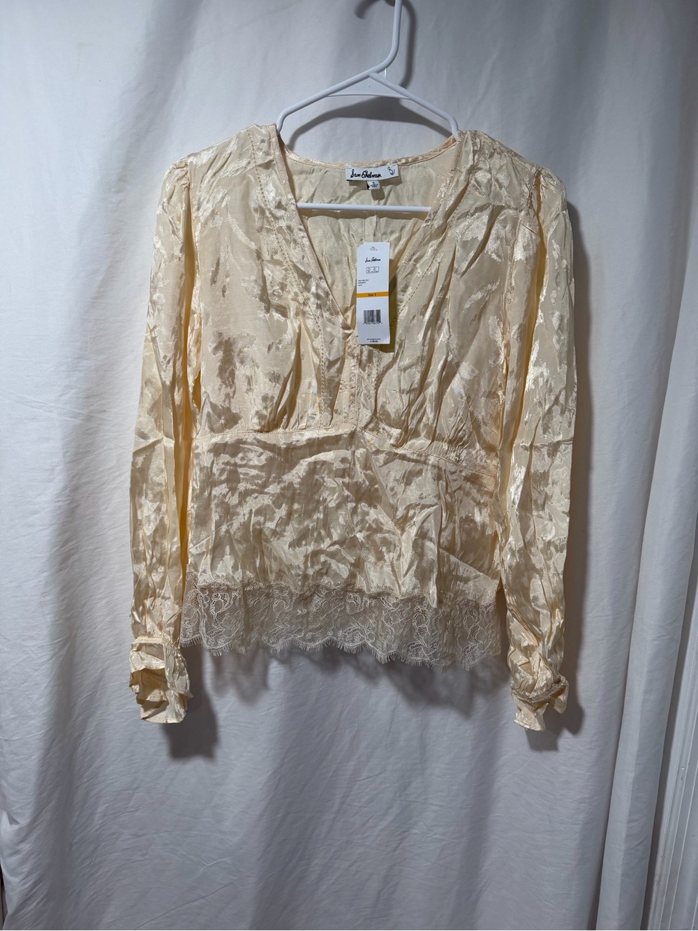 Sam Edelman Champagne Satin V-Neck Blouse